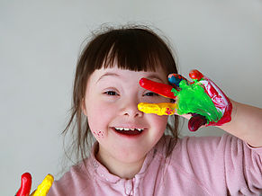 fun girl with paint on her hands